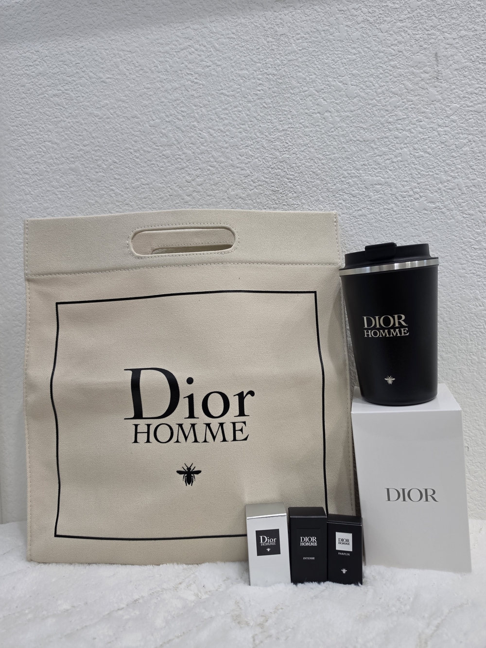 Dior Homme Canvas Tote & Travel Set - Cream and Black